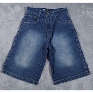 Hawk's‎ Bay Jeans Shorts Mens 30 (Fits 28) Baggy Hip Hop Y2K Distressed Denim